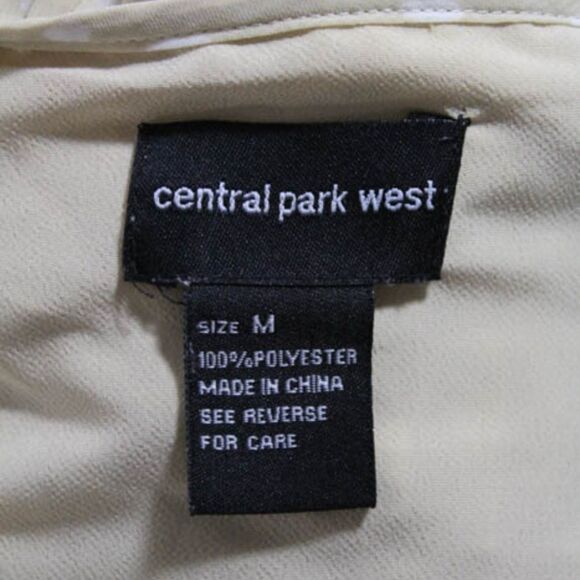 Central Park West Tan Pleated Polka Dot Dress M - Picture 6 of 7